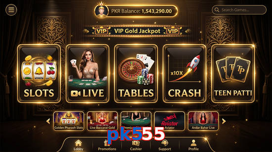 Main screen of Pk555 casino page for PK players